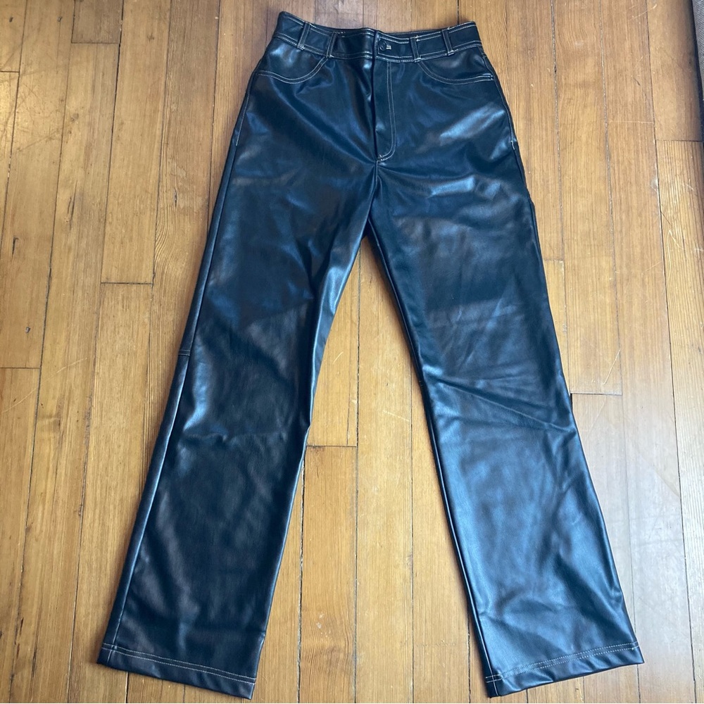 Zara Straight Leg Faux Leather Pants M